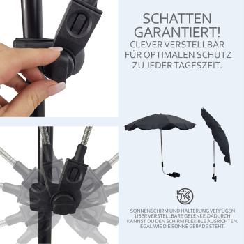 Preview: BAMBINIWELT universaler Sonnenschirm für Kinderwagen/Buggy MELIERT (rund)